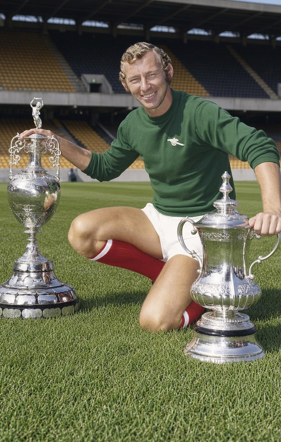 Bob Wilson with the League Championship and FA Cup