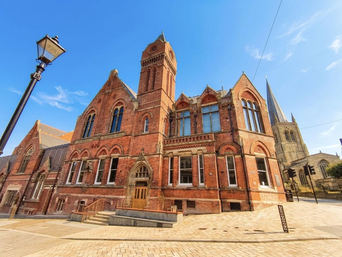 Stephenson Memorial Hall, photographed with a wide angle lens